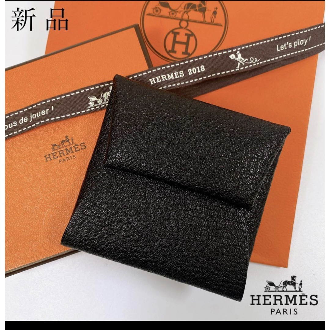 新品 HERMES エルメス バスティア コインケース ブラック  □K