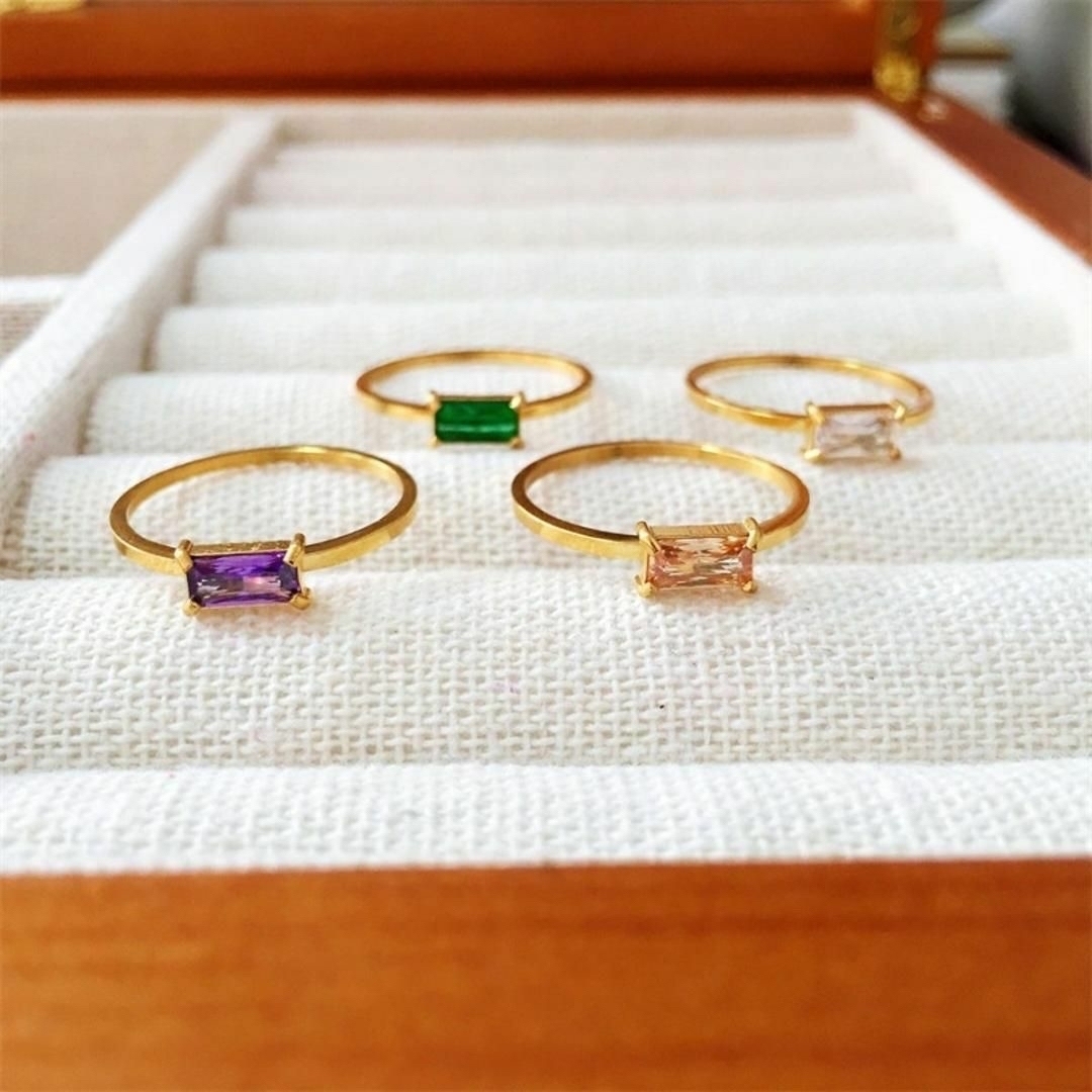 パープル ピンク リング 指輪 13号 ジルコニア ゴールド 18k メンズのアクセサリー(リング(指輪))の商品写真