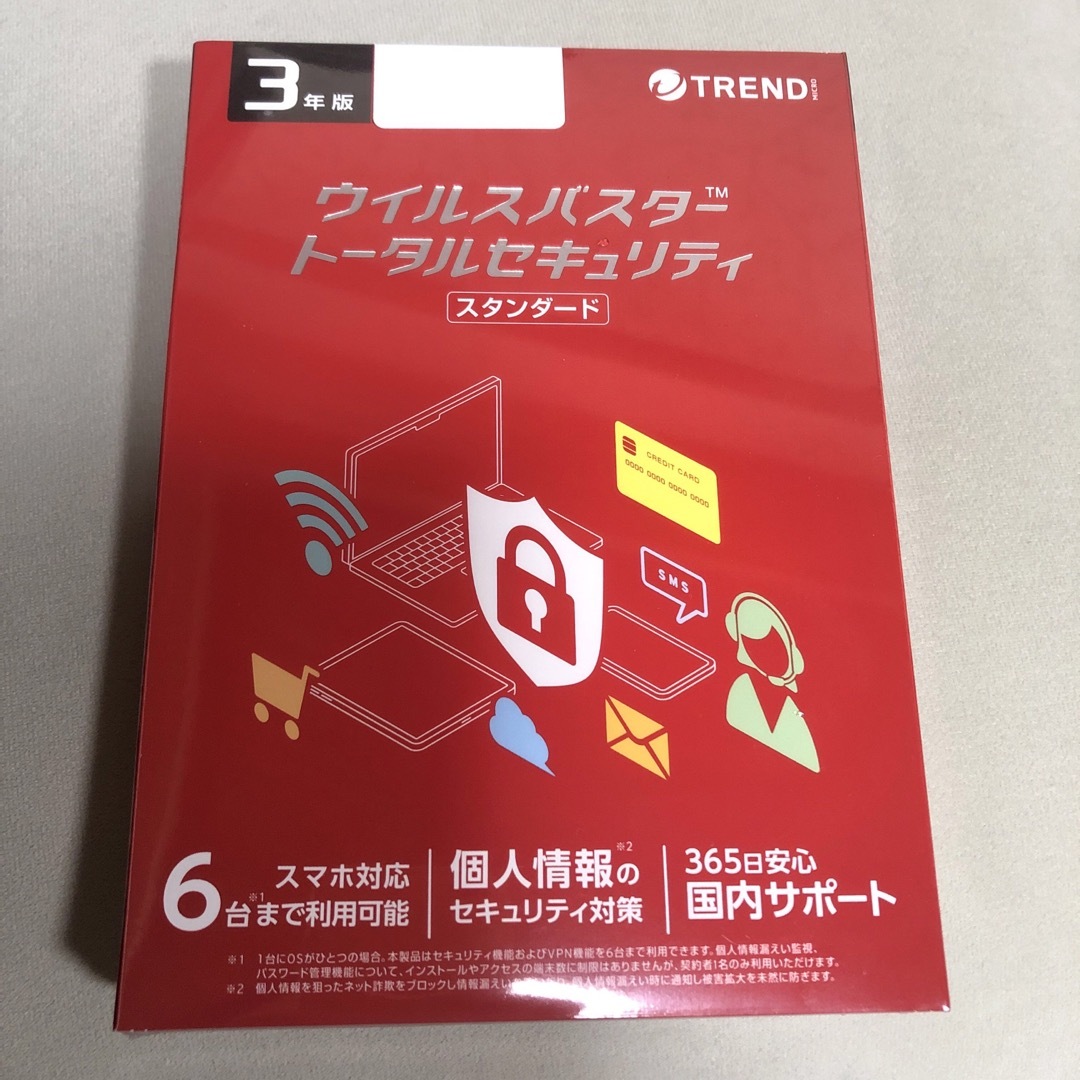 Trend Micro(トレンドマイクロ)のウイルスバスター 3年版 6台利用可能 トータルセキュリティ スタンダード スマホ/家電/カメラのPC/タブレット(PC周辺機器)の商品写真