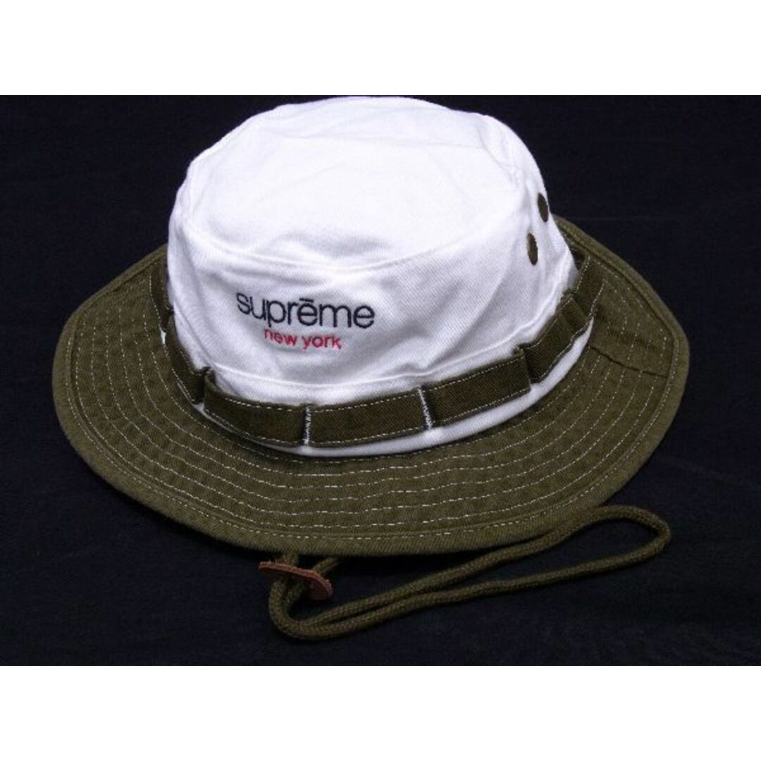 ■極美品■ Supreme シュプリーム コットン100％ トライズンハット 帽子 メンズ レディース カーキ系×ホワイト系 AQ7428状態