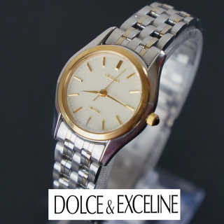 114【美品】SEIKO 時計　エクセリーヌ　6Pダイヤ　ゴールド　オーバル型 美品】セイコー エクセリーヌ 6Pダイヤ シェル オーバル 腕時計