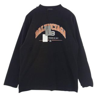 バレンシアガ(Balenciaga)のBALENCIAGA バレンシアガ Ｔシャツ 22SS 681046 クラッシュ加工 オーバーサイズ 長袖 Tシャツ カットソー ブラック系 L【新古品】【未使用】【中古】(シャツ)