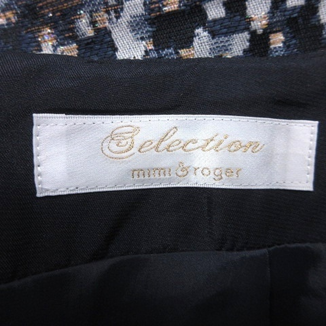 mimi&roger(ミミアンドロジャー)のミミ&ロジャー 台形スカート ひざ丈 ジャガード 刺繍 総柄 38 紺 ネイビー レディースのスカート(ひざ丈スカート)の商品写真
