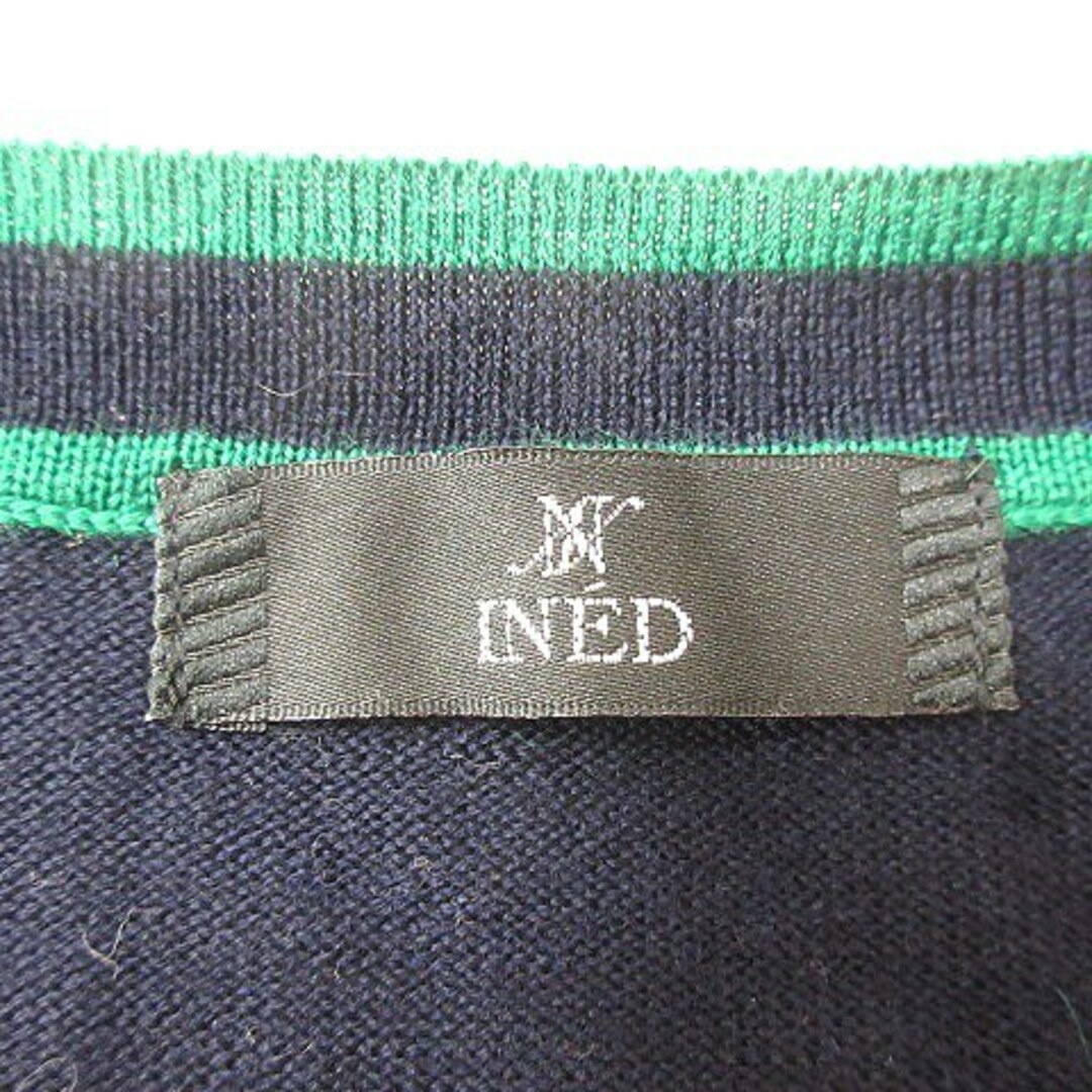 INED(イネド)のイネド INED ニット カットソー ライン 長袖 ウール 9 紺 ネイビー レディースのトップス(ニット/セーター)の商品写真