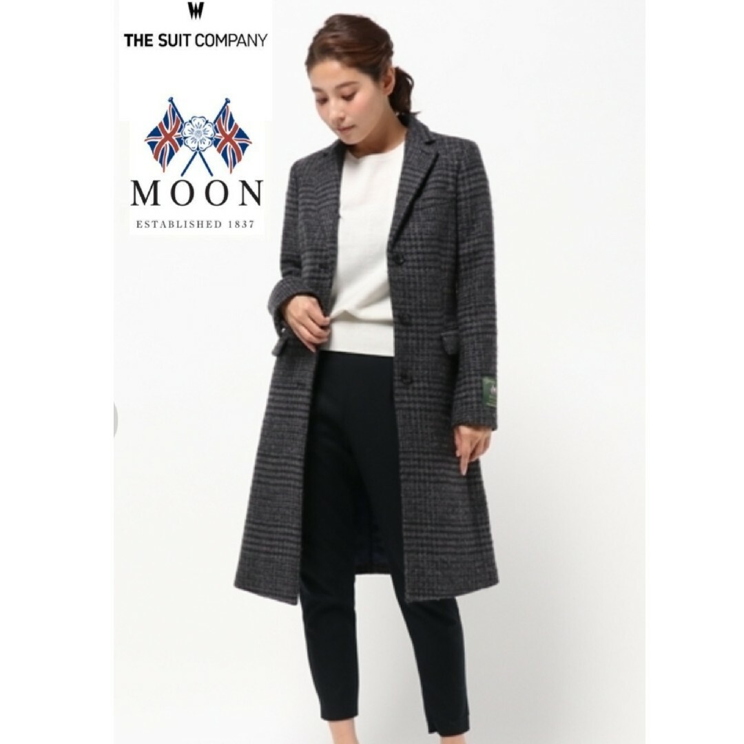 THE SUIT COMPANY(スーツカンパニー)の【美品】定価39,600円 スーツカンパニー MOON生地 チェスターコート M レディースのジャケット/アウター(チェスターコート)の商品写真