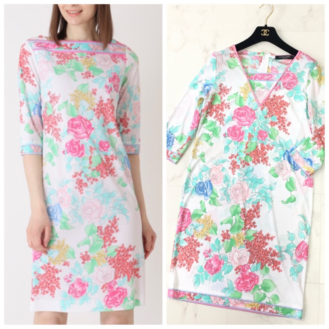 LEONARD - 美品 LEONARD レオナール 近年 カンカン ストレッチ 花柄