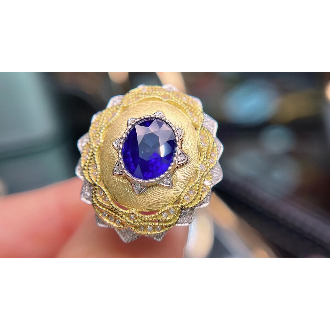 天然 ロイヤルブルーサファイア ダイヤ リング2.26ct k18 # レディースのアクセサリー(リング(指輪))の商品写真