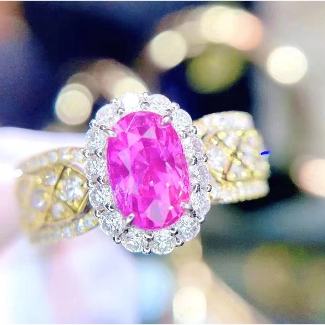 天然ピンク サファイア  ダイヤ リング1.86ct k18 # レディースのアクセサリー(リング(指輪))の商品写真
