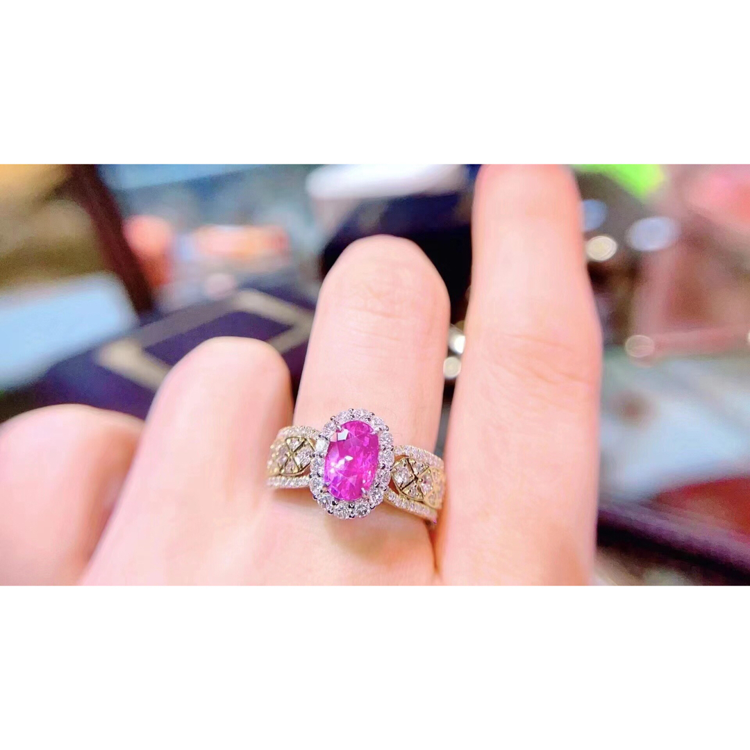 天然ピンク サファイア  ダイヤ リング1.86ct k18 # レディースのアクセサリー(リング(指輪))の商品写真