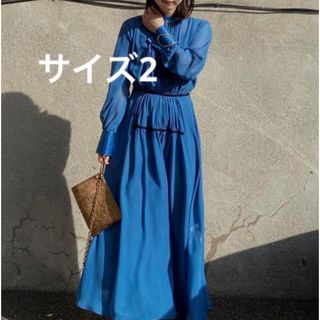 アメリヴィンテージ(Ameri VINTAGE)のAMERI CHIFFON GATHER DRESS ブルー ワンピース ドレス(ロングワンピース/マキシワンピース)