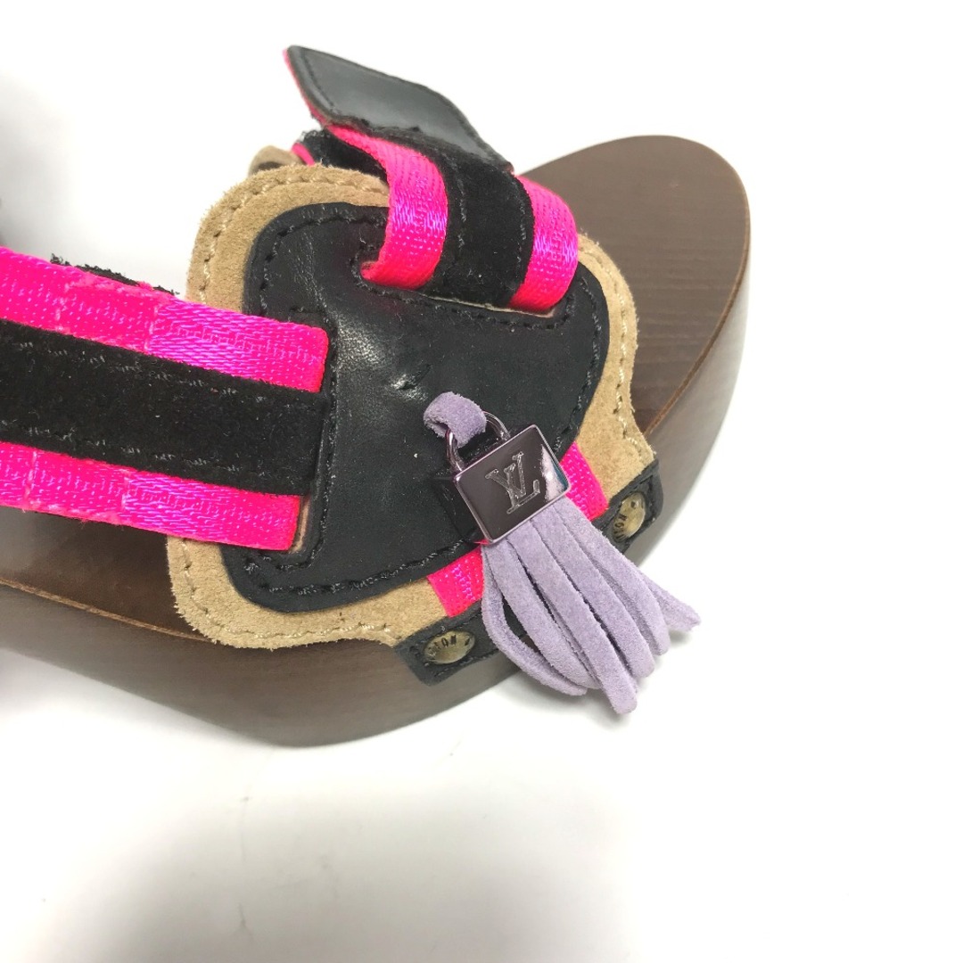LOUIS VUITTON(ルイヴィトン)のルイヴィトン LOUIS VUITTON タッセル付き フリンジ ヒール 靴 サンダル ウッド ピンク レディースの靴/シューズ(サンダル)の商品写真