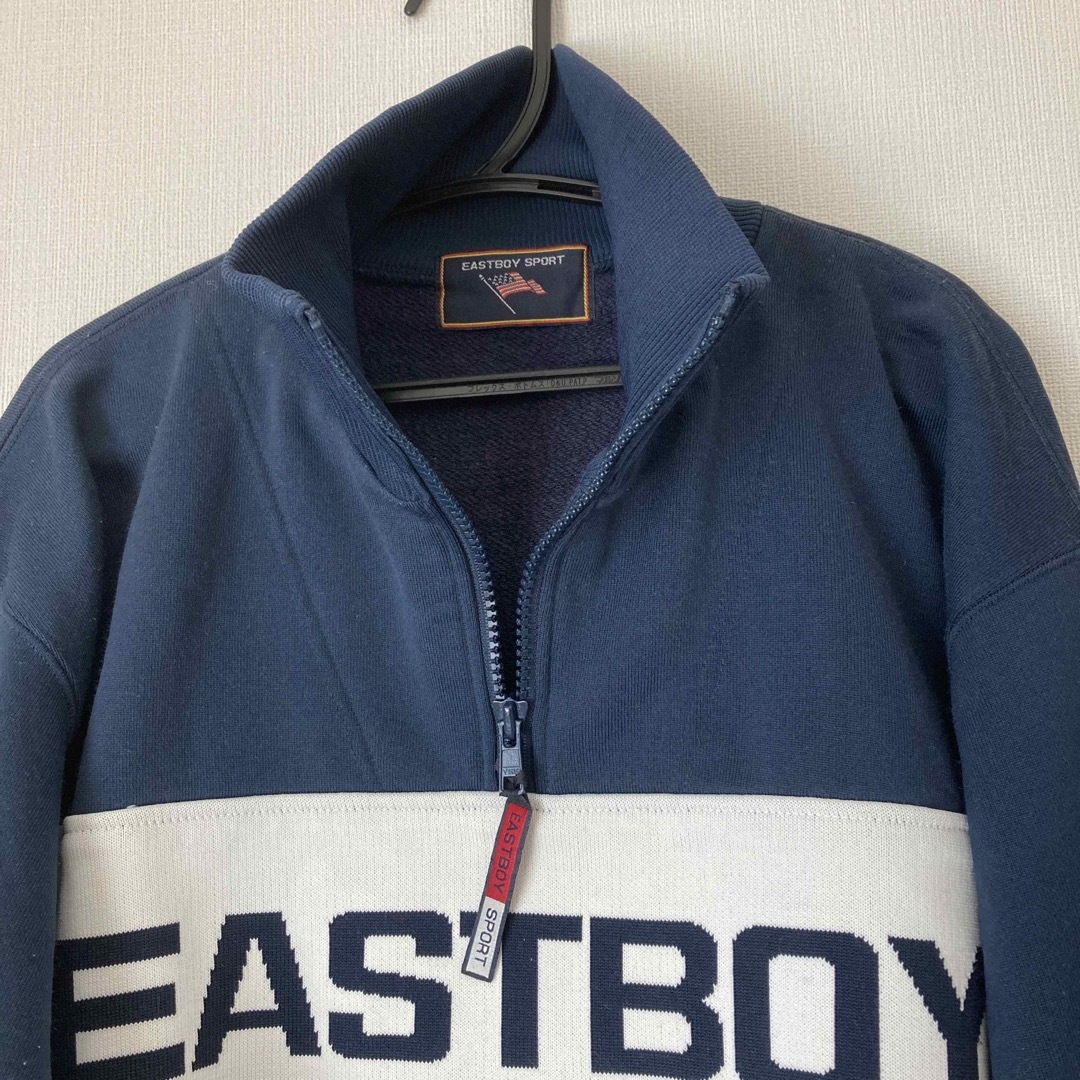 EASTBOY(イーストボーイ)のイーストボーイ　レトロ　ハーフジップ　ロゴトレーナー　フリーサイズ レディースのトップス(トレーナー/スウェット)の商品写真