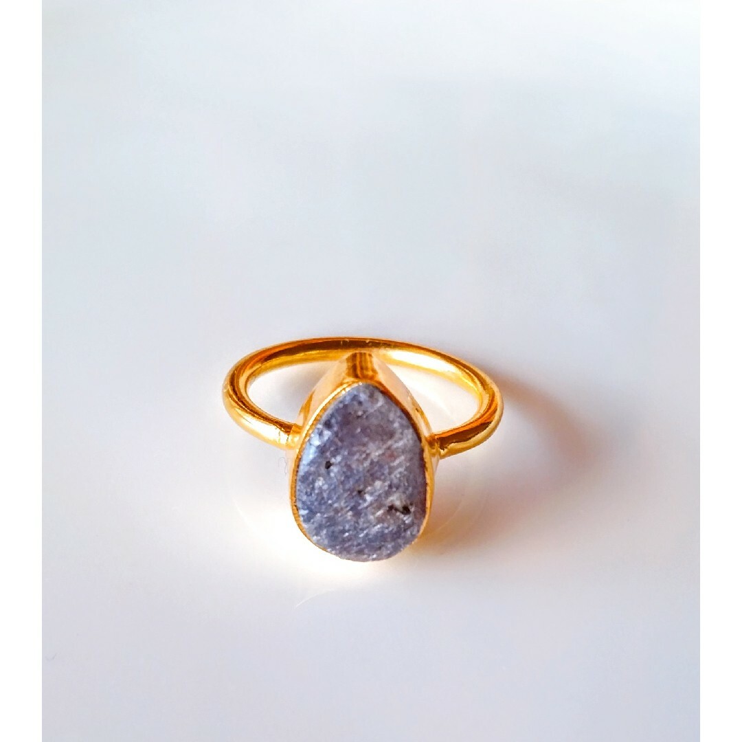 Kgp18 天然石 インドジュエリー ブルー サファイア 原石 リング レディースのアクセサリー(リング(指輪))の商品写真