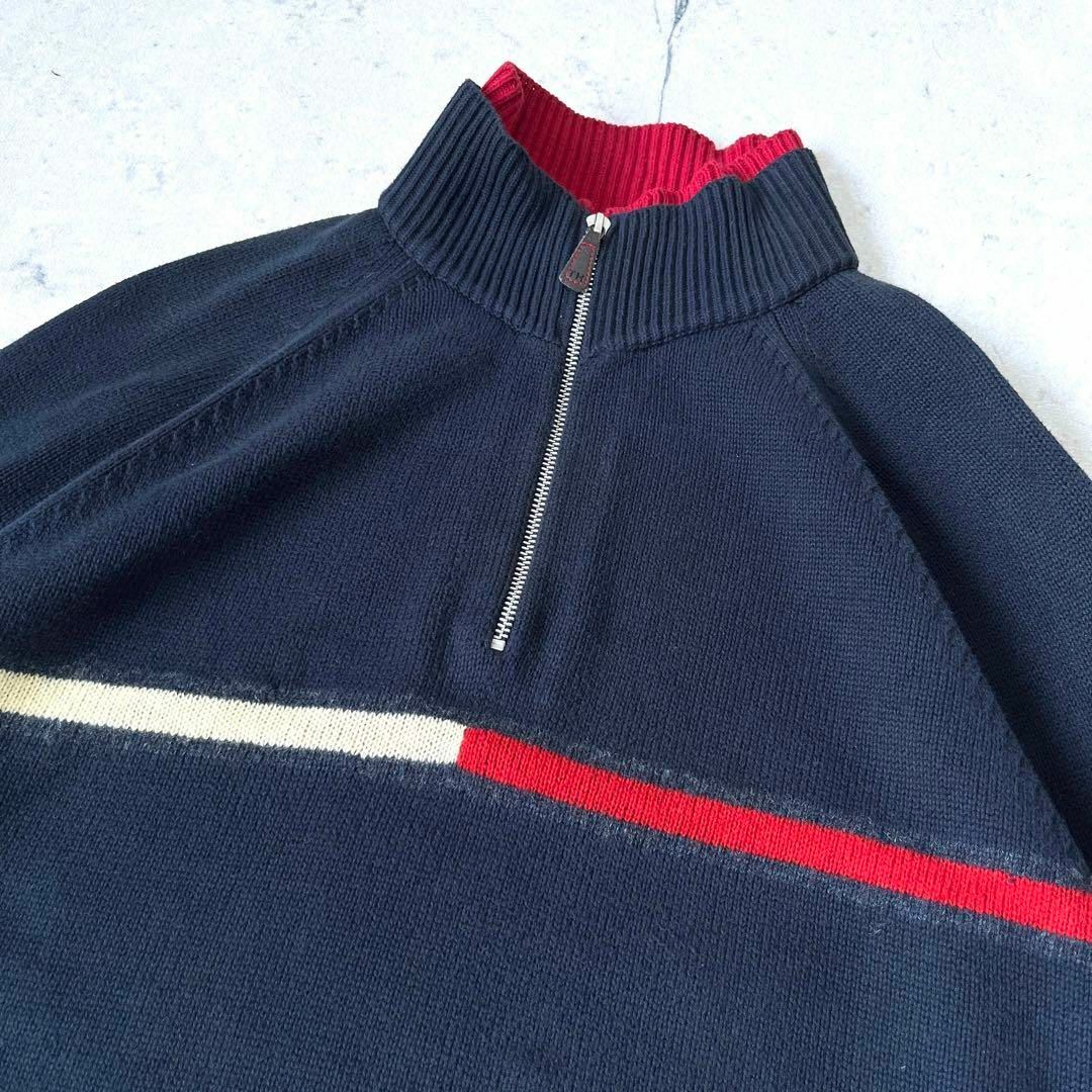 TOMMY HILFIGER(トミーヒルフィガー)の【トミーヒルフィガー】XL相当 ハーフジップ コットンニット プルオーバー メンズのトップス(ニット/セーター)の商品写真