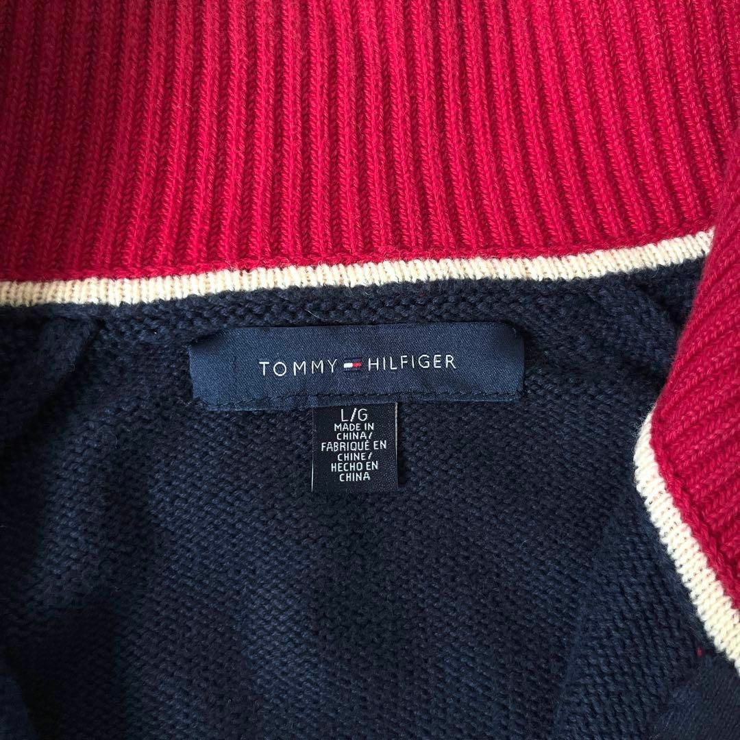 TOMMY HILFIGER(トミーヒルフィガー)の【トミーヒルフィガー】XL相当 ハーフジップ コットンニット プルオーバー メンズのトップス(ニット/セーター)の商品写真