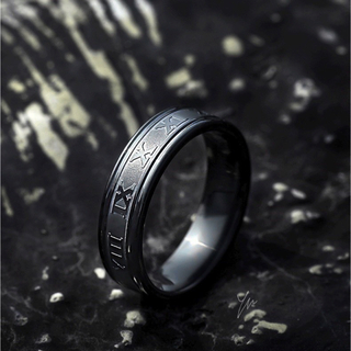 ブラックローマ字リング ステンレスリング ステンレス指輪(リング(指輪))