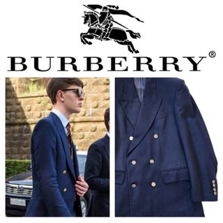 バーバリー(BURBERRY)の美品 バーバリー 紺ブレ ダブル 金ボタン 濃紺 英国製 シャドーホース(テーラードジャケット)