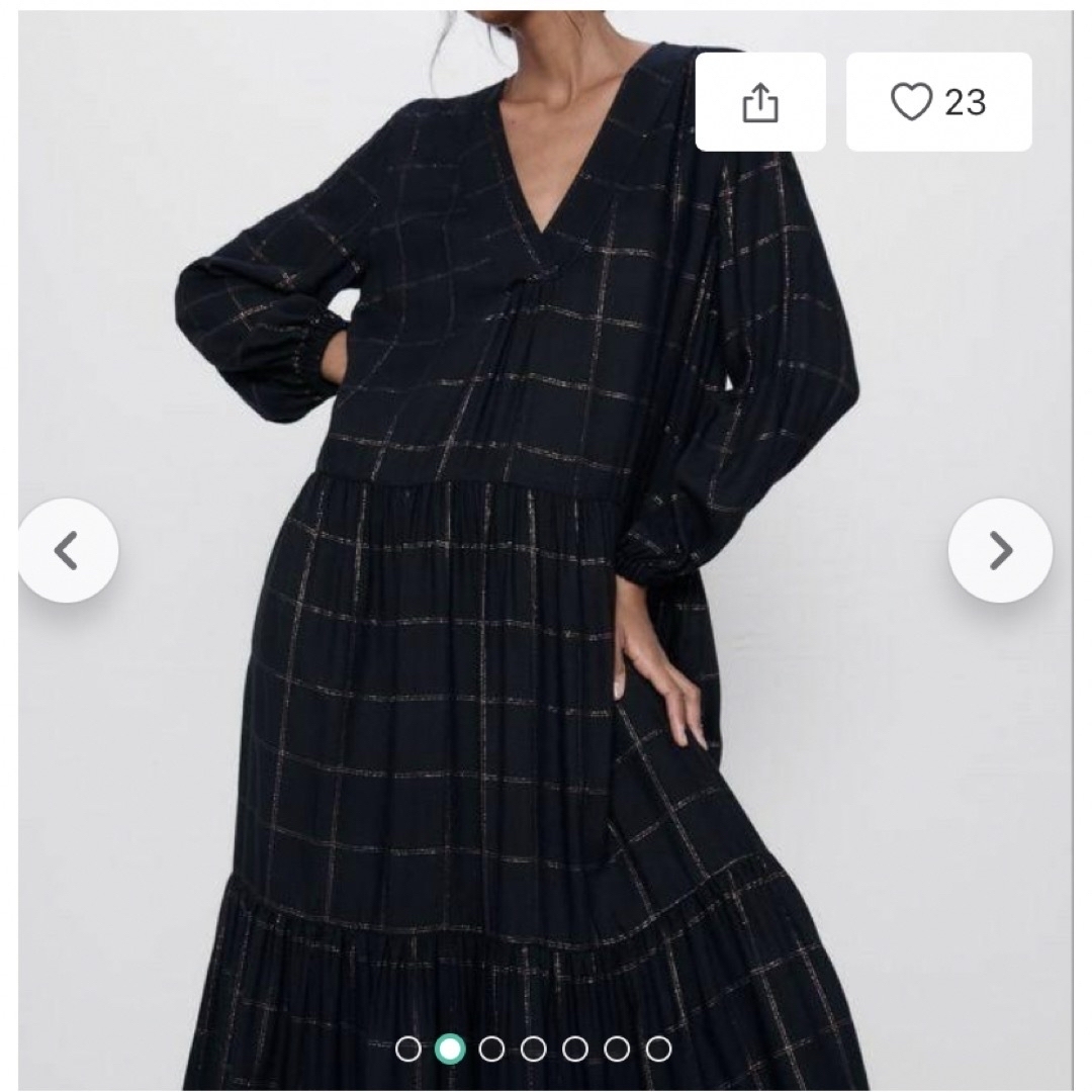 ZARA(ザラ)のラメ入りチェックティアードワンピース(ZARA) レディースのワンピース(ロングワンピース/マキシワンピース)の商品写真