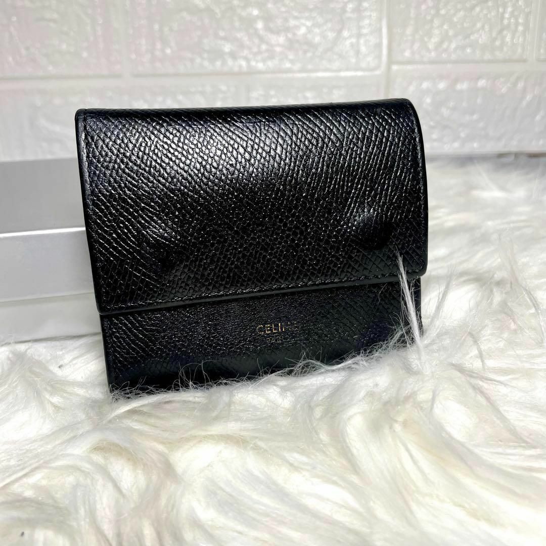 celine - CELINE セリーヌ ロゴ スモール トリフォールドウォレット 三