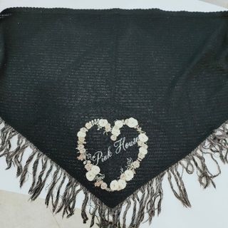 ピンクハウス♡ミミモザラビット刺繍入り♡サテンリボン付きストール綿状態