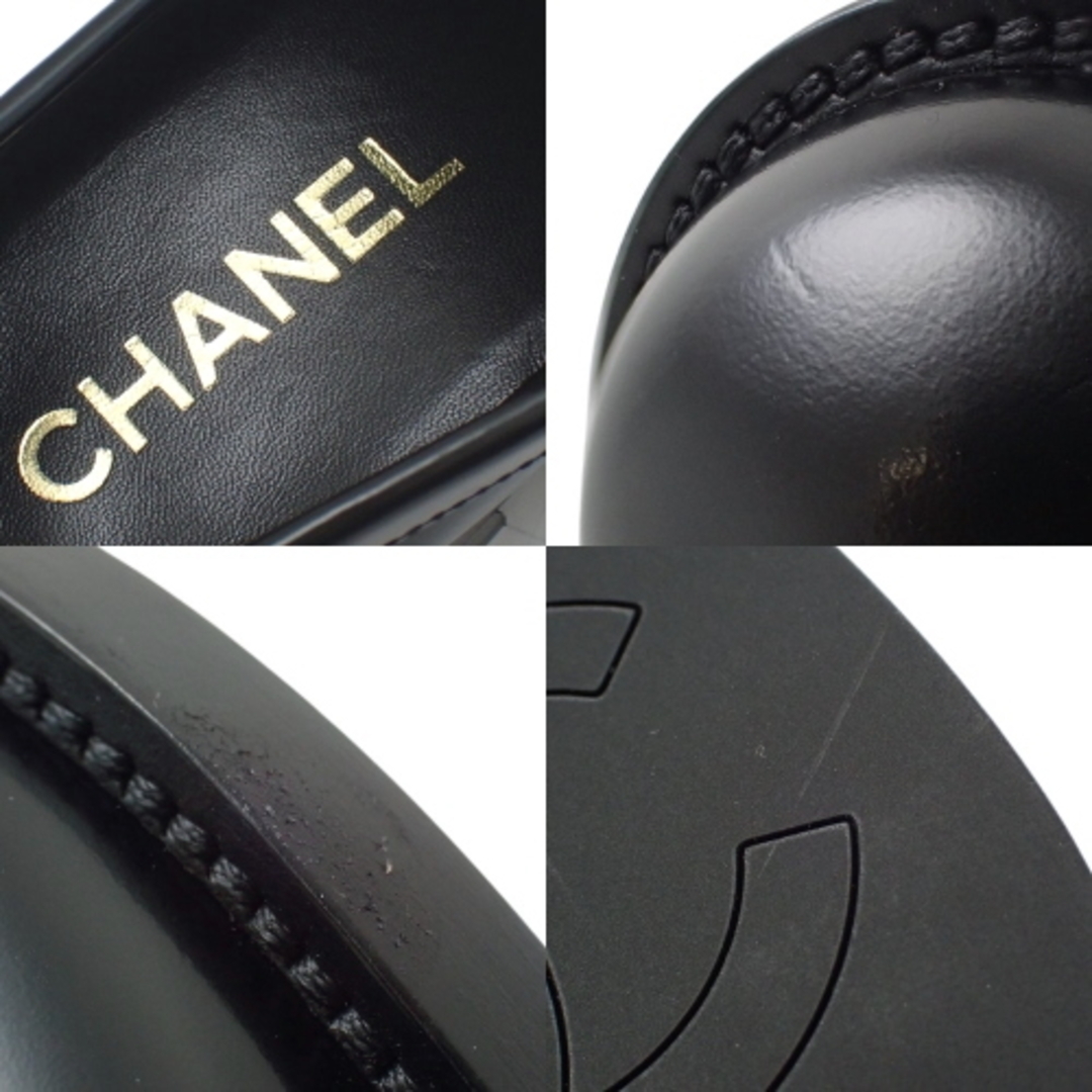 CHANEL(シャネル)のCHANEL(シャネル) ロゴ ローファー ローファー/スリッポン 靴 くつ シューズ 38C カーフスキン ブラック黒 シャンパンゴールド金具 G39190 レディース 40802075011【中古】【アラモード】 レディースの靴/シューズ(スリッポン/モカシン)の商品写真