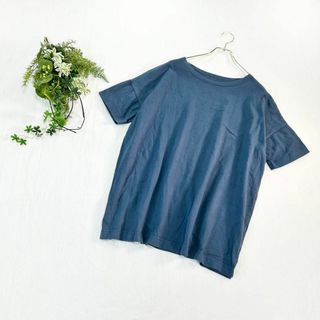 アンティカ(antiqua)のG269【オーバーサイズクルーネックTシャツ】Ｍ（アンティカ）コットン　ネイビー(Tシャツ/カットソー(半袖/袖なし))