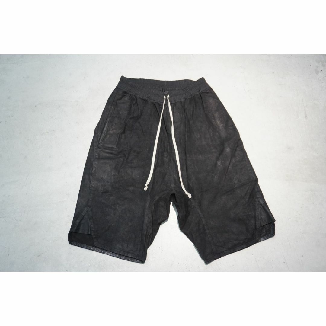 Rick Owens - 美品20AWリックオウエンス レザーサルエルハーフパンツショーツ48黒912N▲