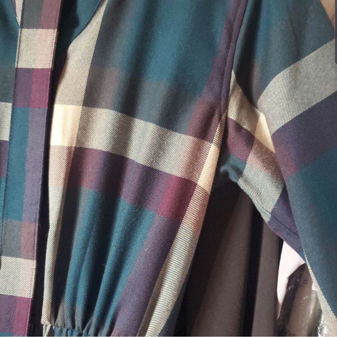 OLIVEdesOLIVE(オリーブデオリーブ)のＢＩＧチェック共ベルト付き抜き衿ワンピ レディースのワンピース(ロングワンピース/マキシワンピース)の商品写真