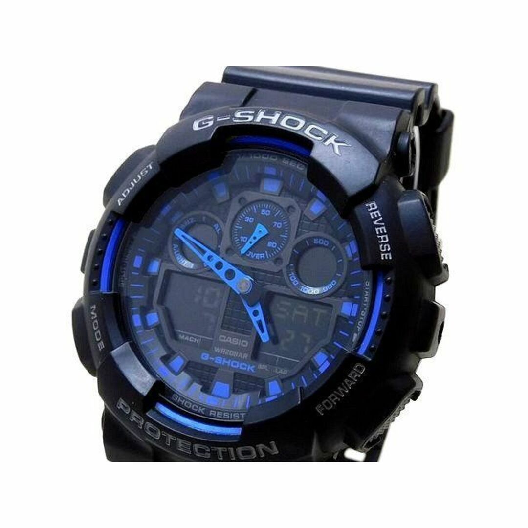 カシオ 腕時計 G-SHOCK ■ GA-100 ブラック×ブルー メンズ クォーツ ウォッチ 腕時計 CASIO □5I5J