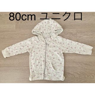 ユニクロ(UNIQLO)の【80cm】ユニクロ★フード付花柄パーカー(カーディガン/ボレロ)