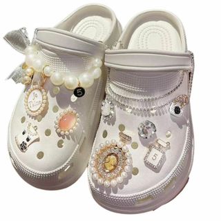 ジビッツ☆crocs クロックス パールチェーン デコパーツ 韓国 キラキラ(チャーム)