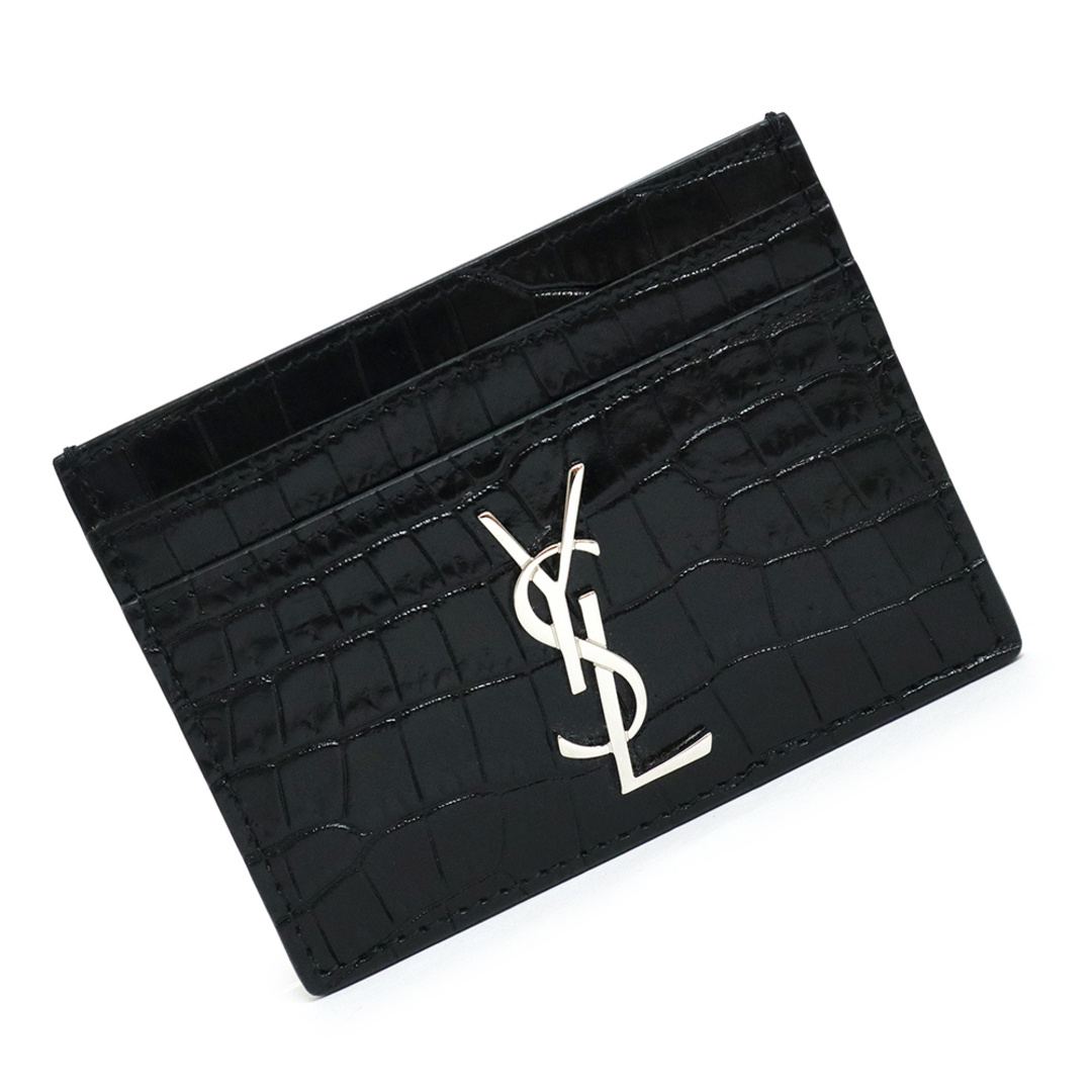 サンローランパリ YSL カサンドラ  カードケース パスケース 名刺入れ 定期入れ クロコ型押しレザー ブラック 黒 シルバー金具 423303 箱付 SAINT LAURENT PARIS（新品・未使用品）注意事項