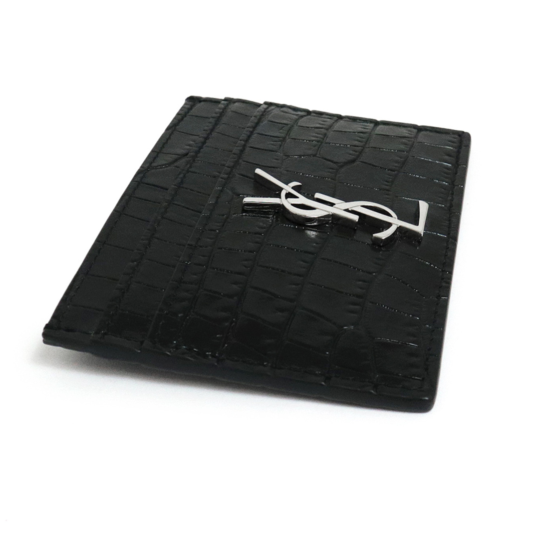 サンローラン カードケース YSL ロゴ カサンドラ レザー シルバー 金具-