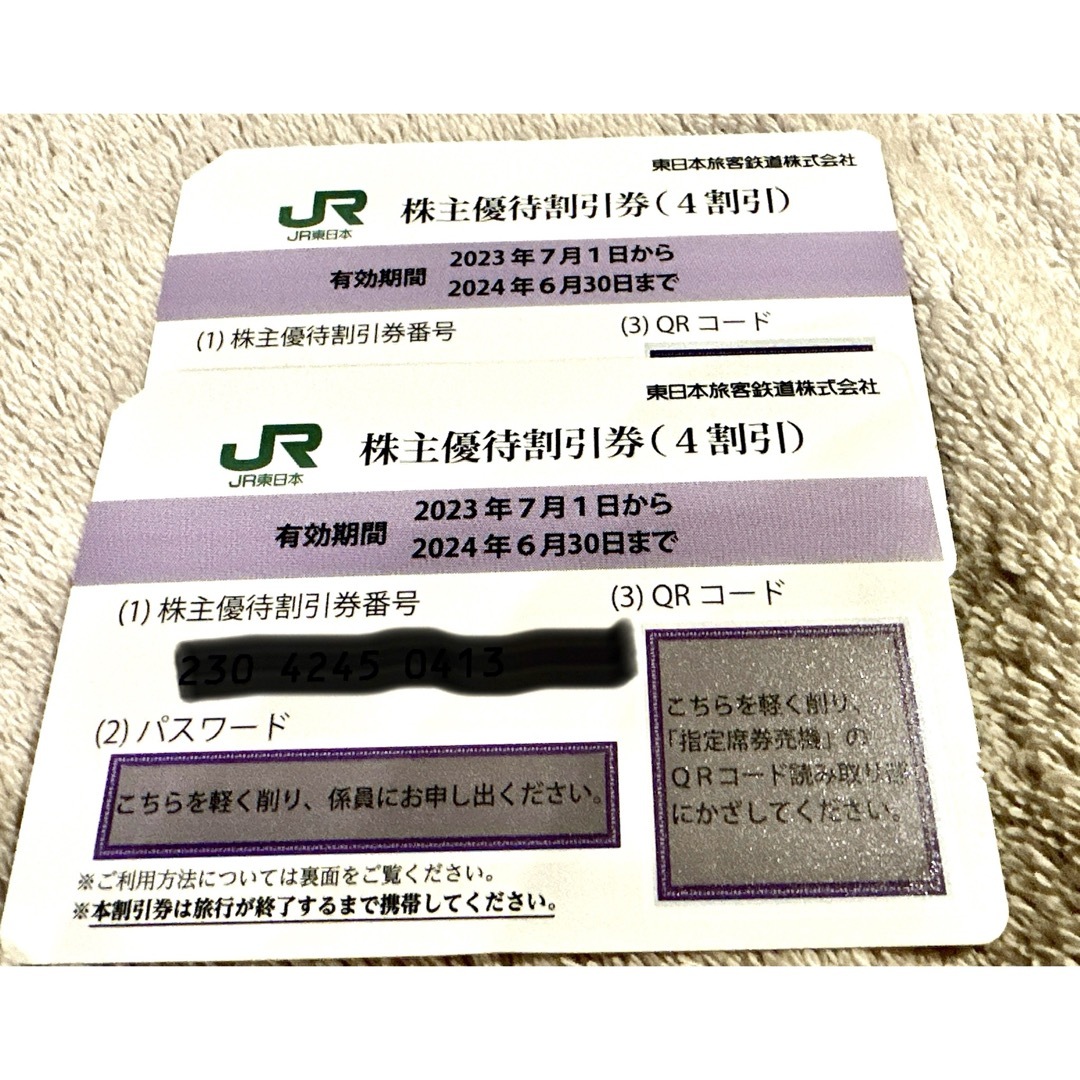 JR(ジェイアール)のJR東日本 東日本旅客鉄道 株主優待券 2枚 チケットの乗車券/交通券(鉄道乗車券)の商品写真