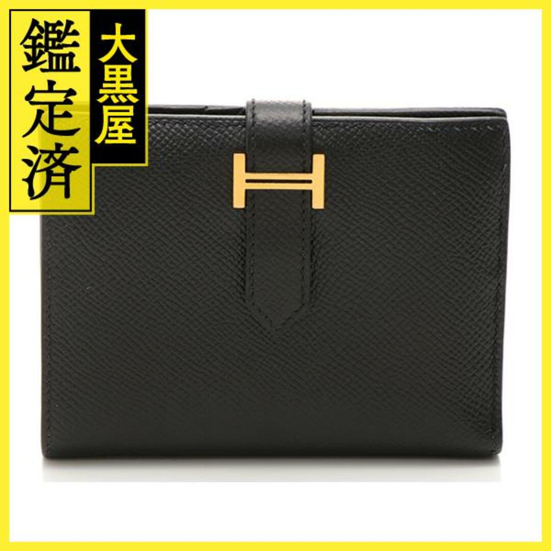 HERMES - エルメス ベアンコンパクト 財布 エプソン ブラック ゴールド金具【434】