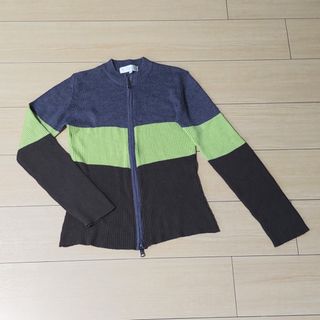 ジップアップ　リブニットセーター　レディース　M(ニット/セーター)