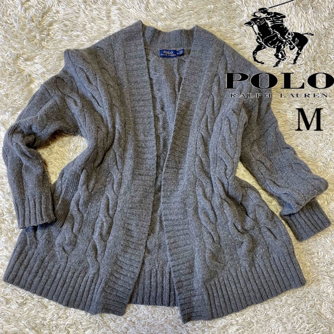 Ralph Lauren／極美品 カーディガン『高級 肉厚フリンジ×カシミヤ混』-