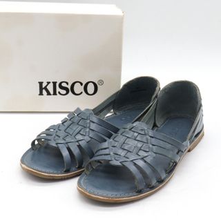 キスコ サンダル 本革レザー メッシュ フラット シューズ ブランド 靴 レディース LLサイズ ブルー KISCO(サンダル)