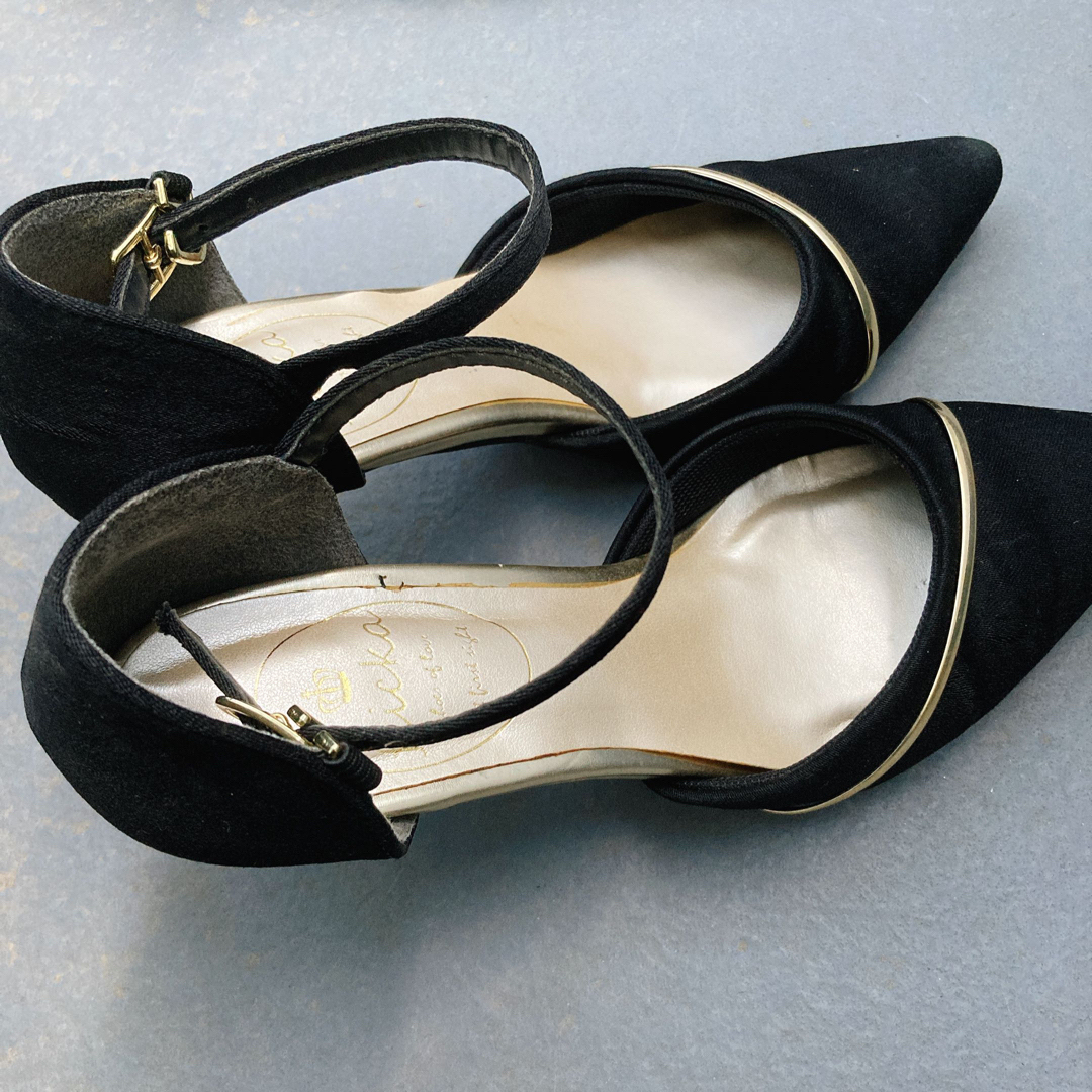 24cm レディース　パンプス　スエード　ブラック　黒　おしゃれ レディースの靴/シューズ(ハイヒール/パンプス)の商品写真