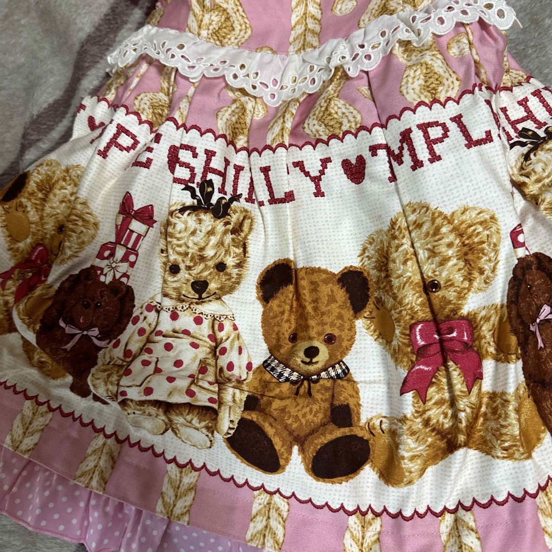 Shirley Temple(シャーリーテンプル)のくま　ジャンスカ　ピンク キッズ/ベビー/マタニティのキッズ服女の子用(90cm~)(ワンピース)の商品写真