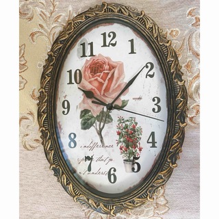 時計　ローズ　バラ　アンティーク　アンティーク調　花　かわいい　壁掛け　掛け時計(掛時計/柱時計)