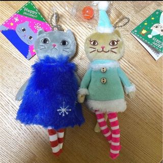 カルディ　クリスマス　くたくたネコ　モコネコ(キーホルダー)