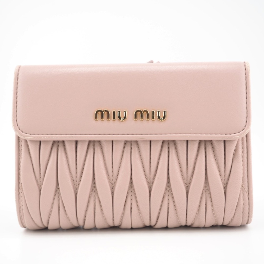 【極美品】MIUMIU コンパクトウォレット  二つ折り財布 マテラッセ ピンク