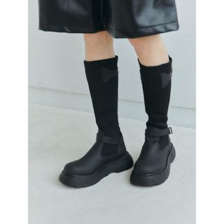 long socks boots（ロングソックスブーツ）　歩きやすい厚底　暖かい(ブーツ)