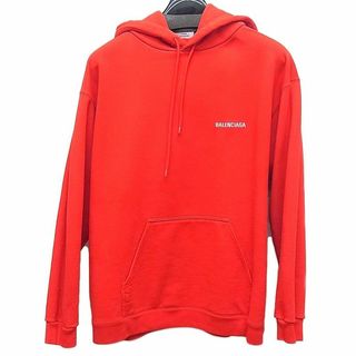 直営店購入ですので本物です【新品】BALENCIAGAバレンシアガ ロゴプリントパーカー　レッド　XS