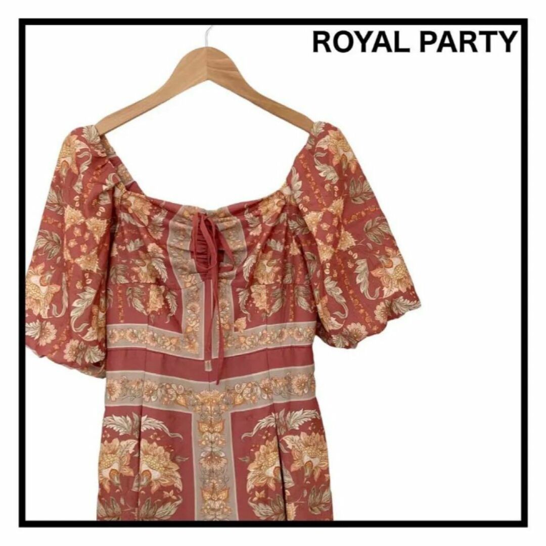 ROYAL PARTY(ロイヤルパーティー)のROYAL PARTY サイドスリットワイドパンツ　オールインワン　花柄 レディースのパンツ(オールインワン)の商品写真