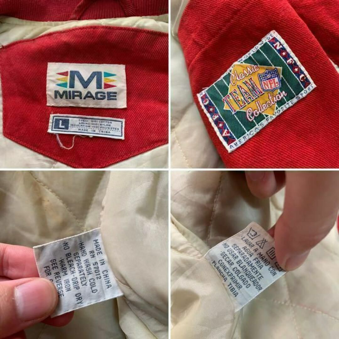 STARTER - MIRAGE 49ers スタジャンコットンレッド激レア刺繍ロゴNFLの