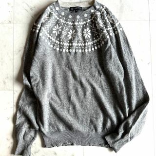 ビューティアンドユースユナイテッドアローズ(BEAUTY&YOUTH UNITED ARROWS)の極美品 ビューティアンドユース カシミヤ100% ニット グレー ノルディック柄(ニット/セーター)