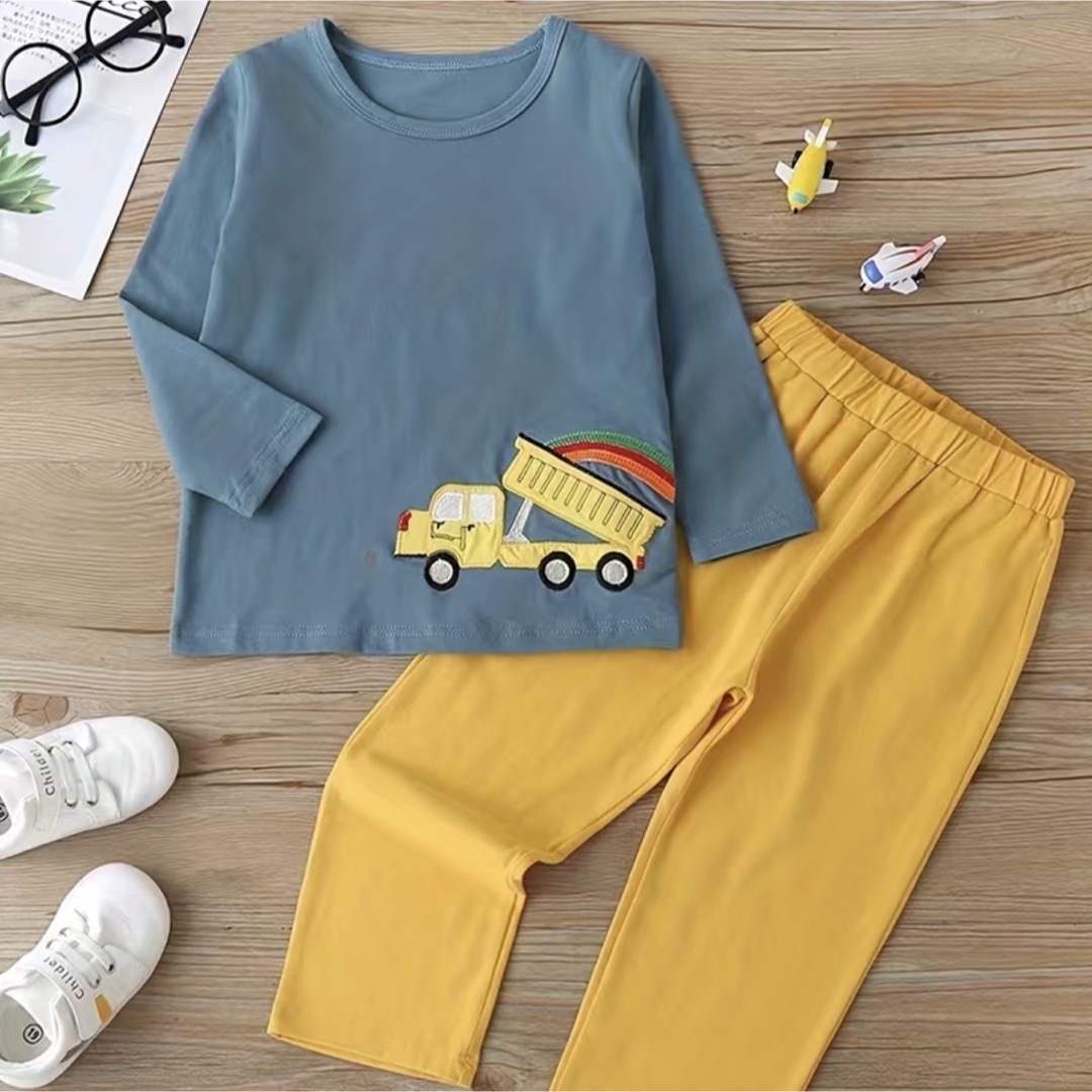 車ワンポイントキッズセットアップ120男の子 キッズ/ベビー/マタニティのキッズ服男の子用(90cm~)(その他)の商品写真