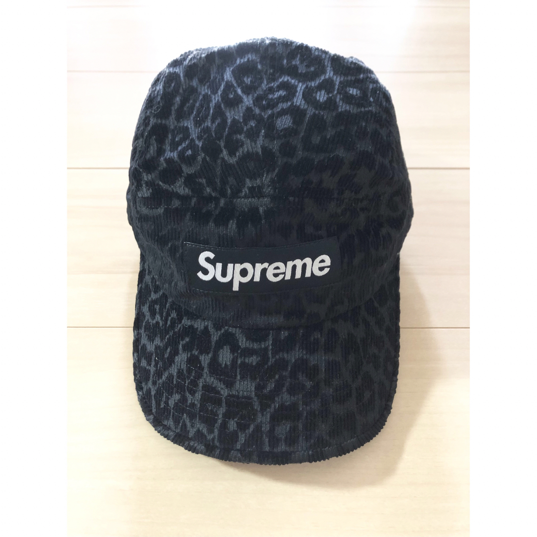 黒 Supreme Leopard Corduroy Camp Cap 新品